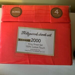 Hollywood Bamboo 2000 King Sheet Set - Coral